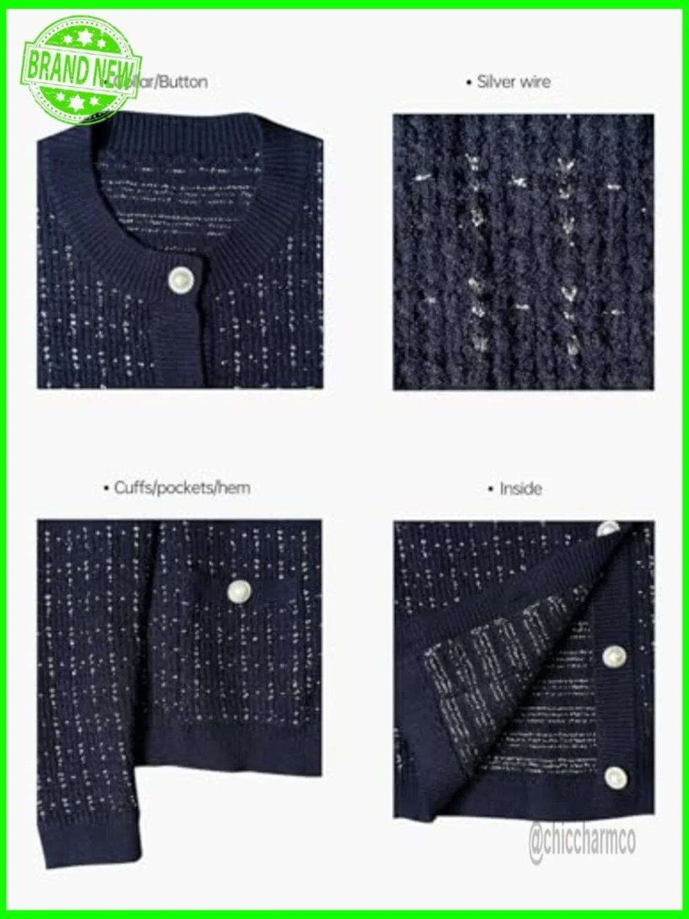 Open Front Button Down Knit Cropped Cardigan Sweater Jacket